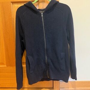 Banana Republic Navy Ribbed Zip-Up Sweater